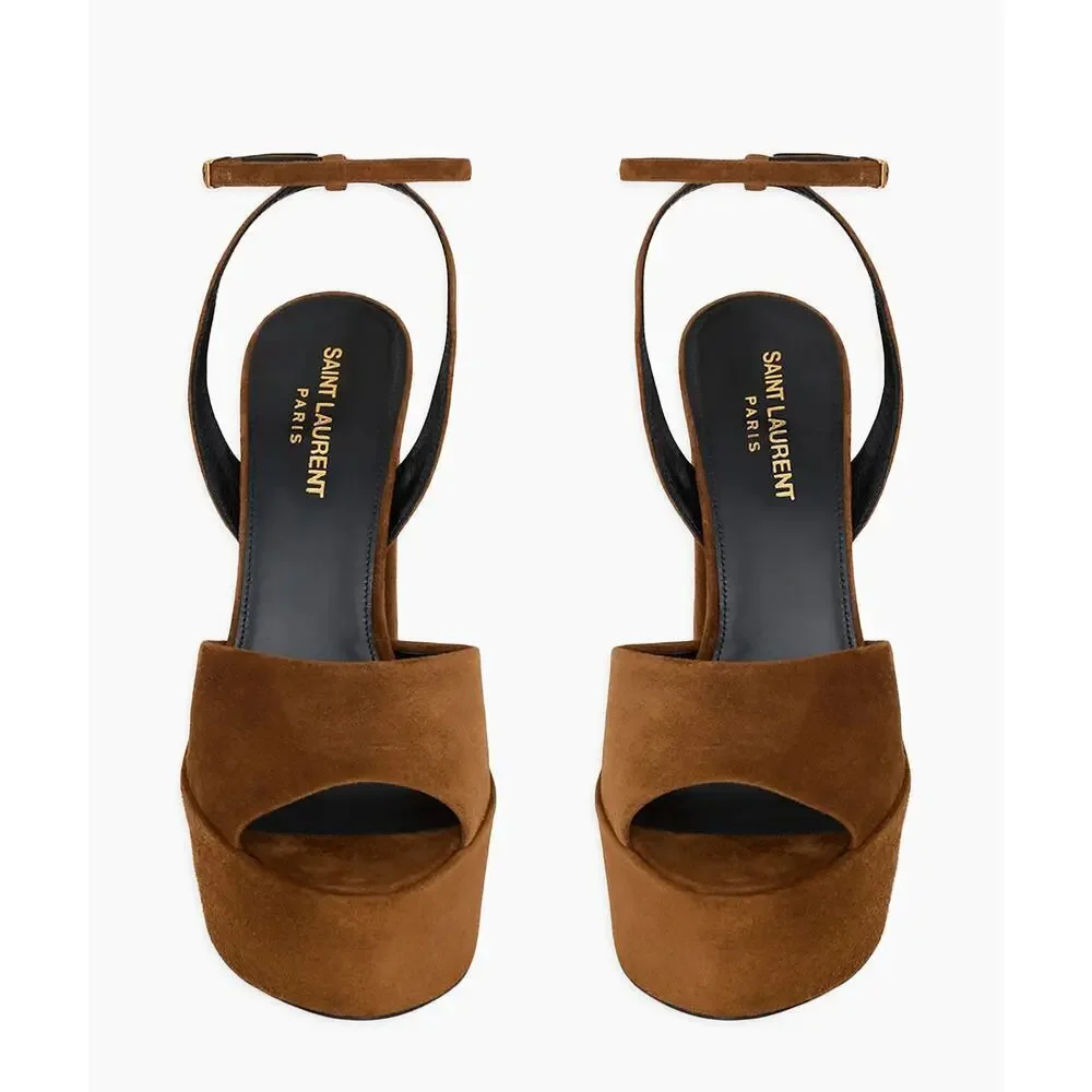 SAINT LAURENT JODIE PLATFORM SANDALS IN SUEDE LAND BNIB 39.5 - Picture 2 of 9